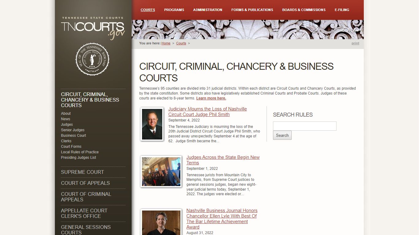 Circuit, Criminal, Chancery & Business Courts | Tennessee ...