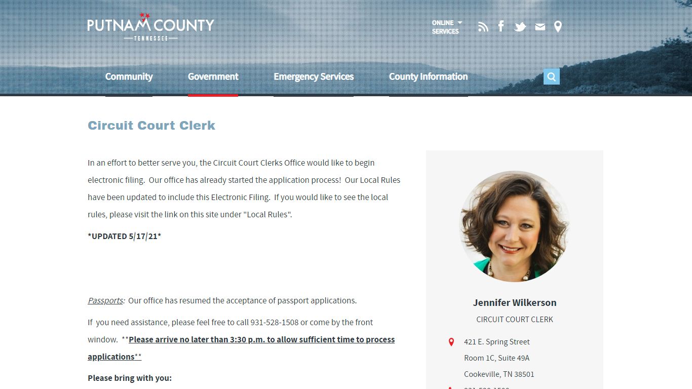 Circuit Court Clerk | Putnam County TN